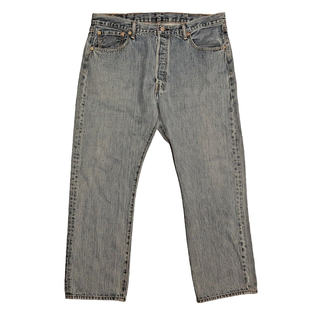 Levi's 501 Blue Denim Jeans‎ Stonewash Button Fly Straight Leg 38x29
